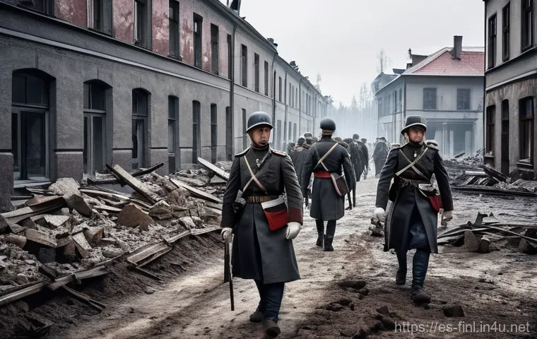 핀란드 내전 주요 사건 - **Prompt: Pre-War Finnish Society in Turmoil**
    "A wide, evocative shot of a bustling Finnish tow...