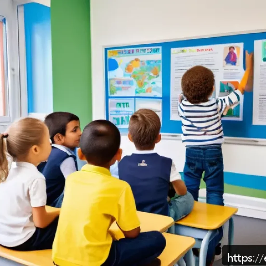 핀란드 복지제도 장단점 - A vibrant Finnish classroom scene showing diverse children, including immigrant students, engaged in...